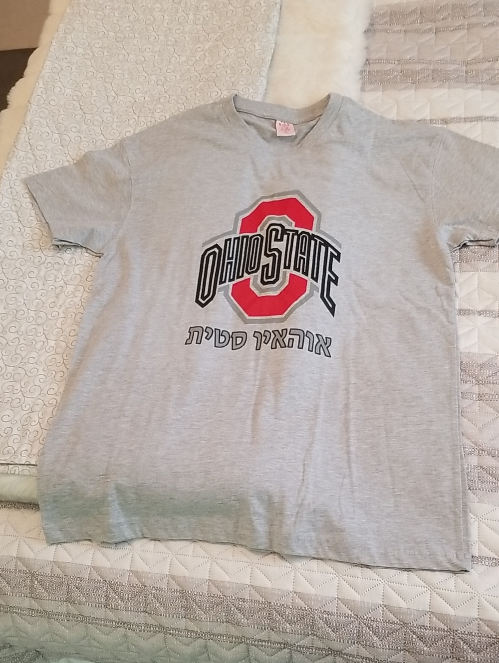Ohio State Gray Logo Tee - Red & Black Graphic